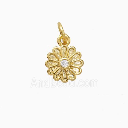 Copper Pendant Pave Zircon, Gold Plated