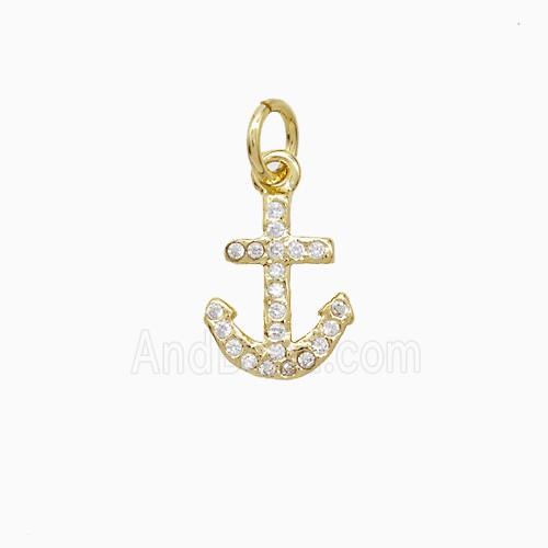 Copper Pendant Pave Zircon, Gold Plated