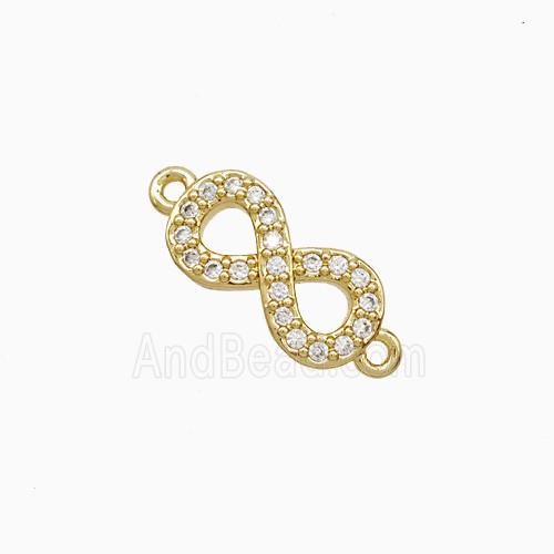 Copper Connector Pave Zircon, Gold Plated
