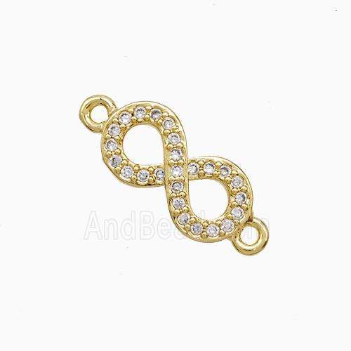 Copper Connector Pave Zircon, Gold Plated