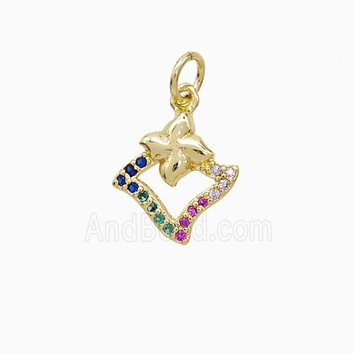 Copper Pendant Pave Zircon, Gold Plated