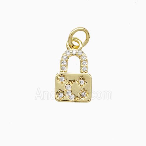 Copper Pendant Pave Zircon, Gold Plated