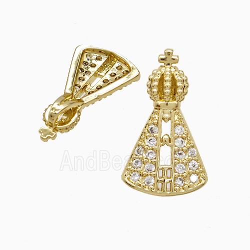 Copper Pendant Pave Zircon, Gold Plated