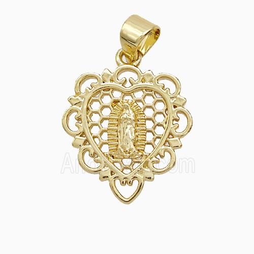 Copper Pendant Pave Zircon, Gold Plated