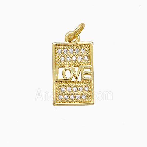 Copper Pendant Pave Zircon, Gold Plated