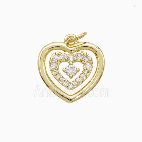 Copper Heart Pendant Pave Zirconia 18K Gold Plated