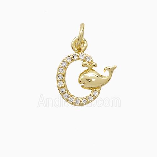 Copper Pendant Pave Zircon, Gold Plated