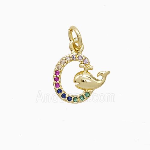 Copper Pendant Pave Zircon, Gold Plated