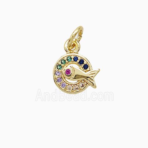 Copper Pendant Pave Zircon, Gold Plated