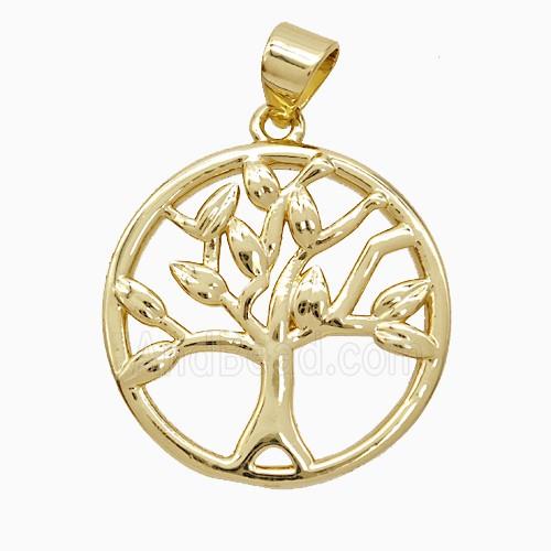 Copper Pendant Pave Zircon, Gold Plated