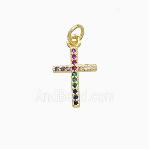 Copper Cross Pendant Pave Zirconia 18K Gold Plated