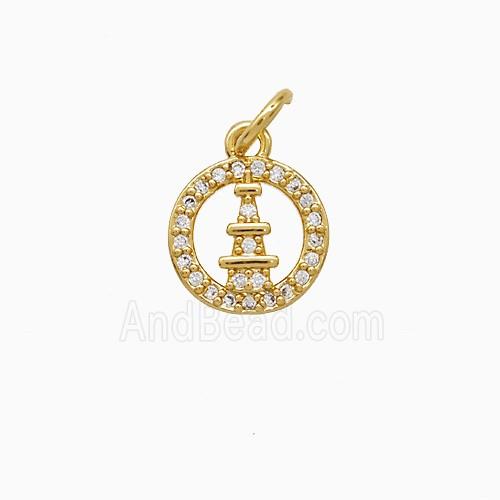 Copper Pendant Pave Zircon, Gold Plated
