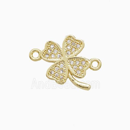 Copper Connector Pave Zircon, Gold Plated