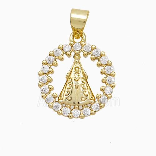 Copper Pendant Pave Zircon, Gold Plated