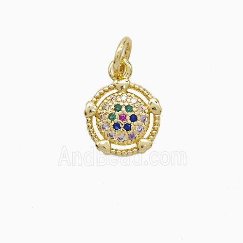 Copper Tortoise Pendant Pave Zirconia 18K Gold Plated