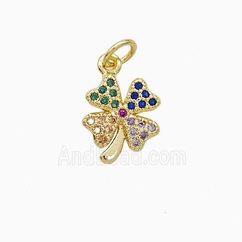Copper Clover Pendant Pave Multicolor Zirconia 18K Gold Plated