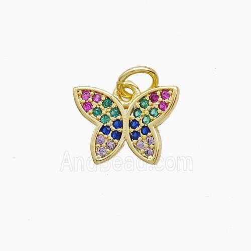 Copper Butterfly Pendant Pave Multicolor Zirconia 18K Gold Plated