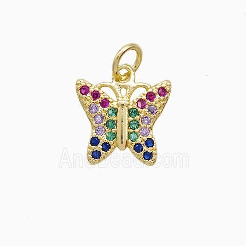 Copper Butterfly Pendant Pave Multicolor Zirconia 18K Gold Plated
