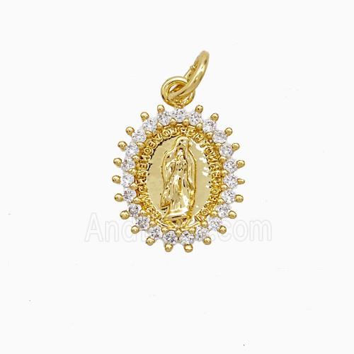 Copper Jesus Pendant Pave Zirconia 18K Gold Plated