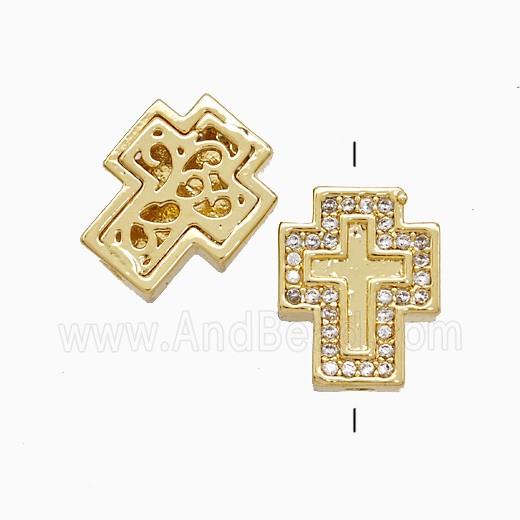 Copper Cross Beads Pave Zirconia 18K Gold Plated