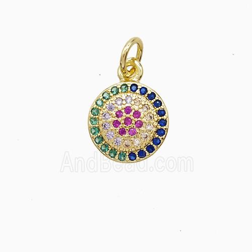 Copper Circle Pendant Pave Multicolor 18K Gold Plated