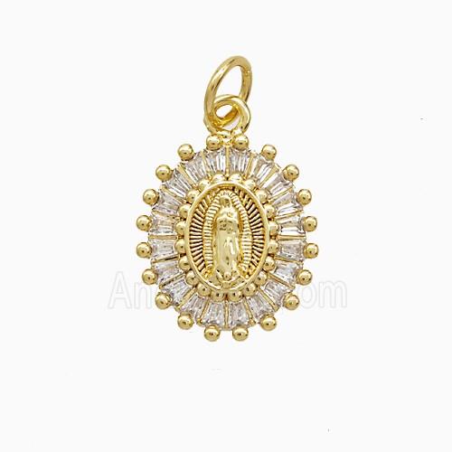 Copper Jesus Pendant Pave Zirconia 18K Gold Plated