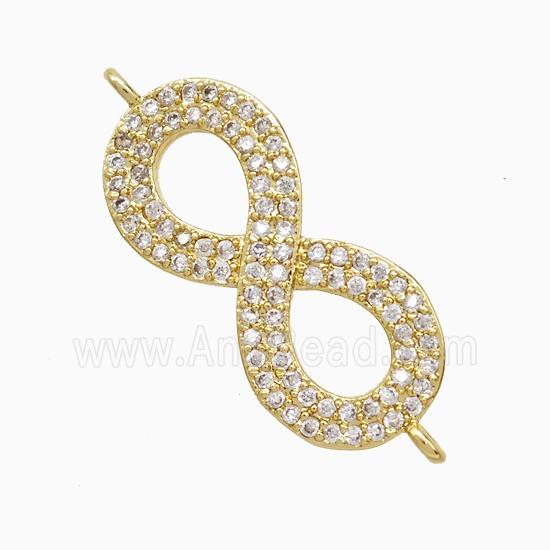 Copper Infinity Connector Pave Zirconia 18K Gold Plated