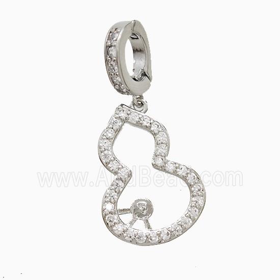 Copper Gourd Pendant Pave Zirconia Platinum Plated