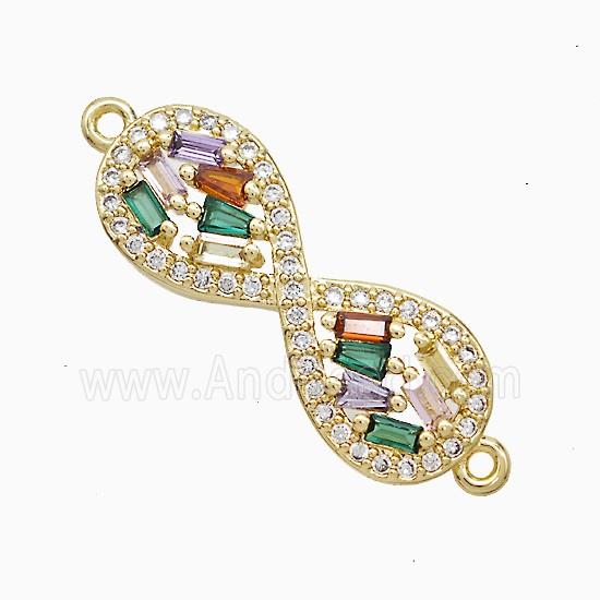 Copper Infinity Connector Pave Zirconia 18K Gold Plated