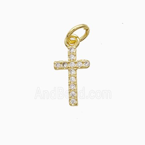 Copper Cross Pendant Pave Zirconia 18K Gold Plated