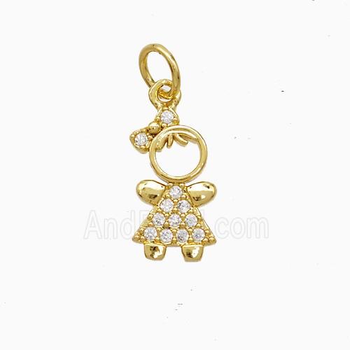 Copper Kids Girls Pendant Pave Zirconia 18K Gold Plated