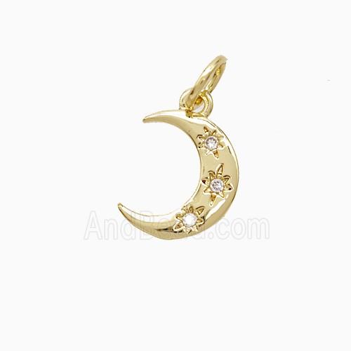 Copper Moon Pendant Pave Zirconia 18K Gold Plated