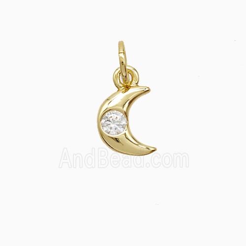 Copper Moon Pendant Pave Zirconia 18K Gold Plated