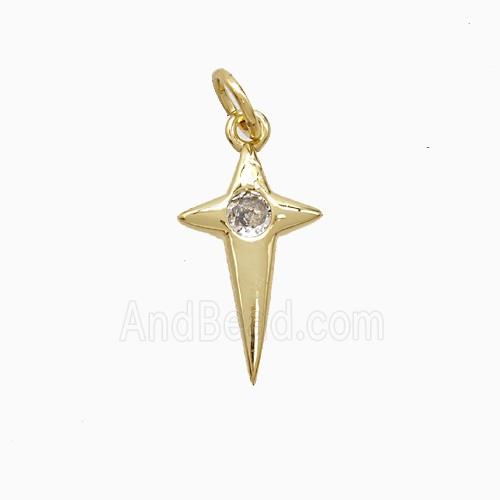 Copper Northstar Pendant Pave Zirconia 18K Gold Plated
