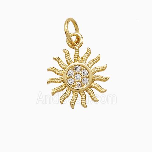 Copper Sun Pendant Pave Zirconia 18K Gold Plated