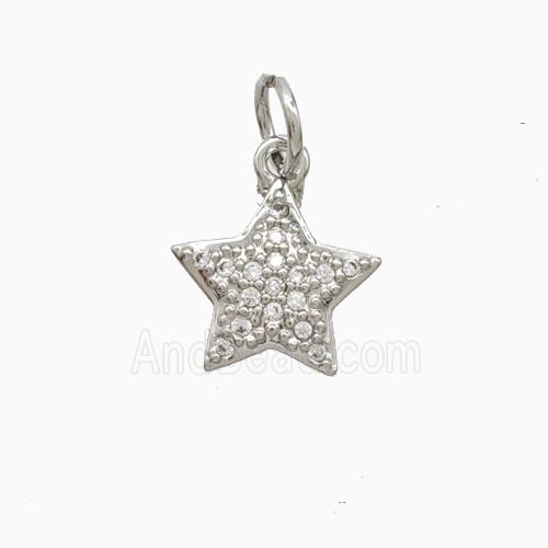 Copper Star Pendant Pave Zirconia Platinum Plated