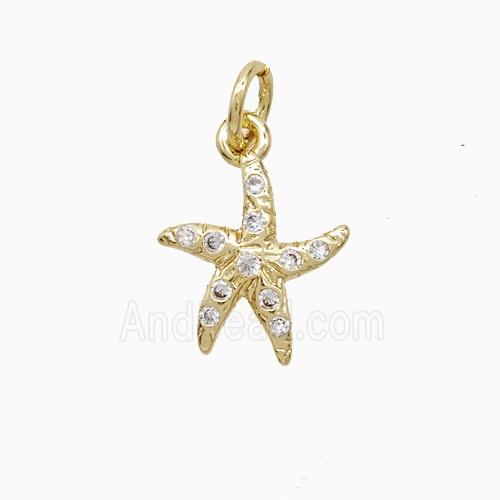 Copper Starfish Pendant Pave Zirconia 18K Gold Plated