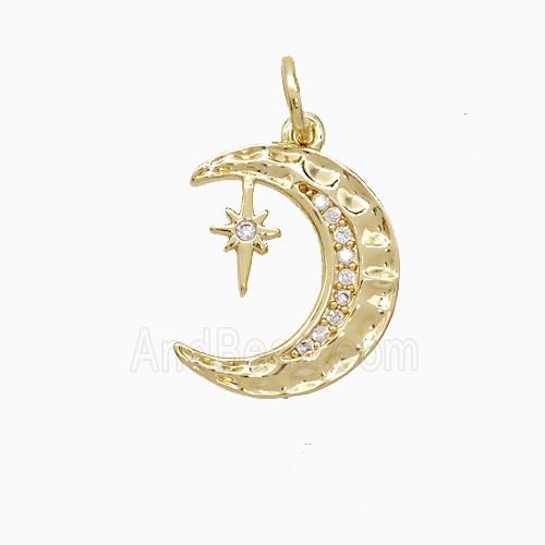 Copper Moon Star Pendant Pave Zirconia 18K Gold Plated