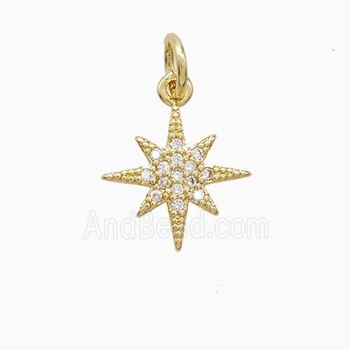 Copper Northstar Pendant Pave Zirconia 18K Gold Plated