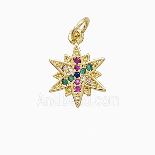 Copper Star Pendant Pave Zirconia 18K Gold Plated