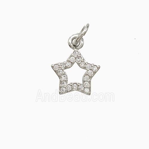 Copper Star Pendant Pave Zirconia Platinum Plated