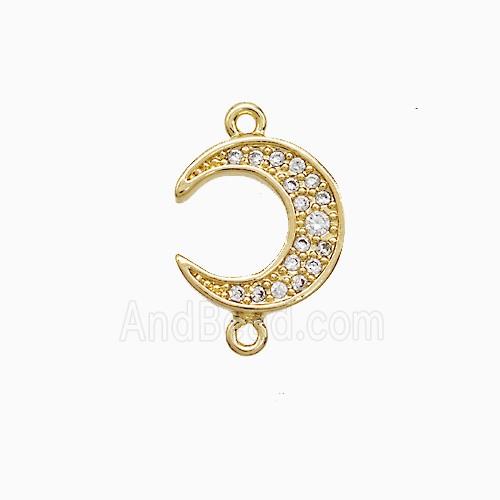 Copper Moon Connector Pave Zircon 18K Gold Plated