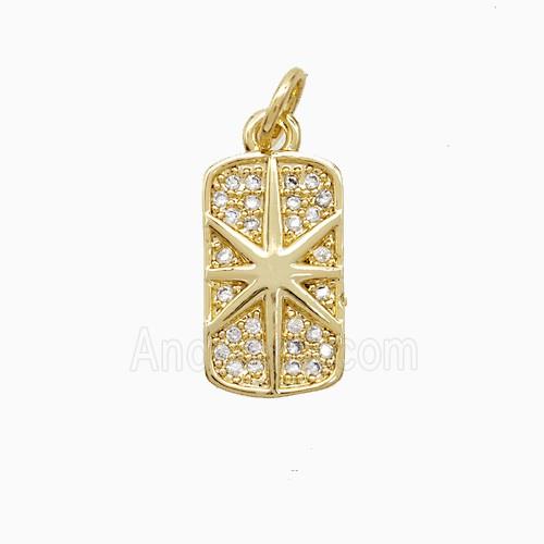 Copper Northstar Pendant Pave Zirconia Rectangle 18K Gold Plated