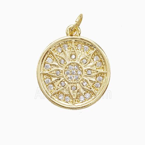 Copper Sun Pendant Pave Zirconia 18K Gold Plated