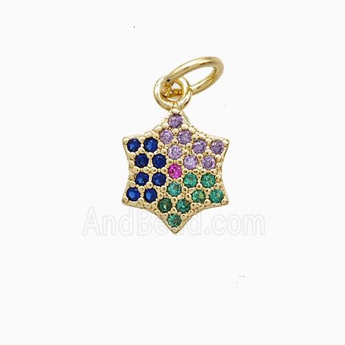 Copper Star Pendant Pave Multicolor Zirconia 18K Gold Plated