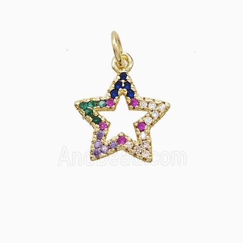 Copper Star Pendant Pave Multicolor Zirconia 18K Gold Plated