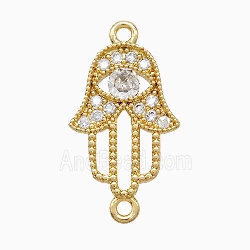 Copper Hamsahand Connector Pave Zirconia 18K Gold Plated