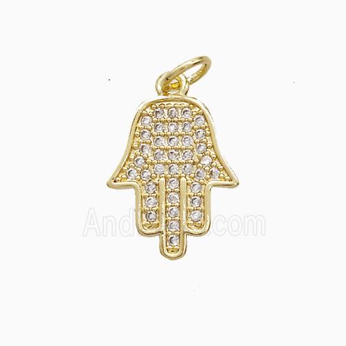 Copper Hamsahand Pendant Pave Zirconia 18K Gold Plated