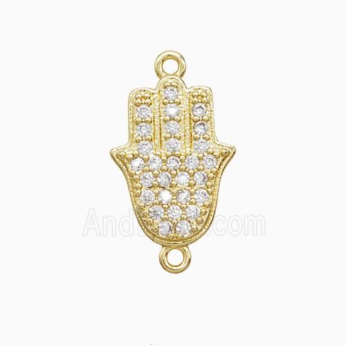 Copper Hamsahand Connector Pave Zirconia 18K Gold Plated