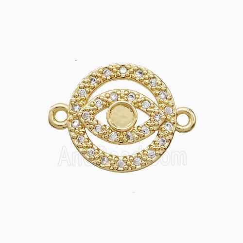 Copper Eye Connector Pave Zirconia 18K Gold Plated